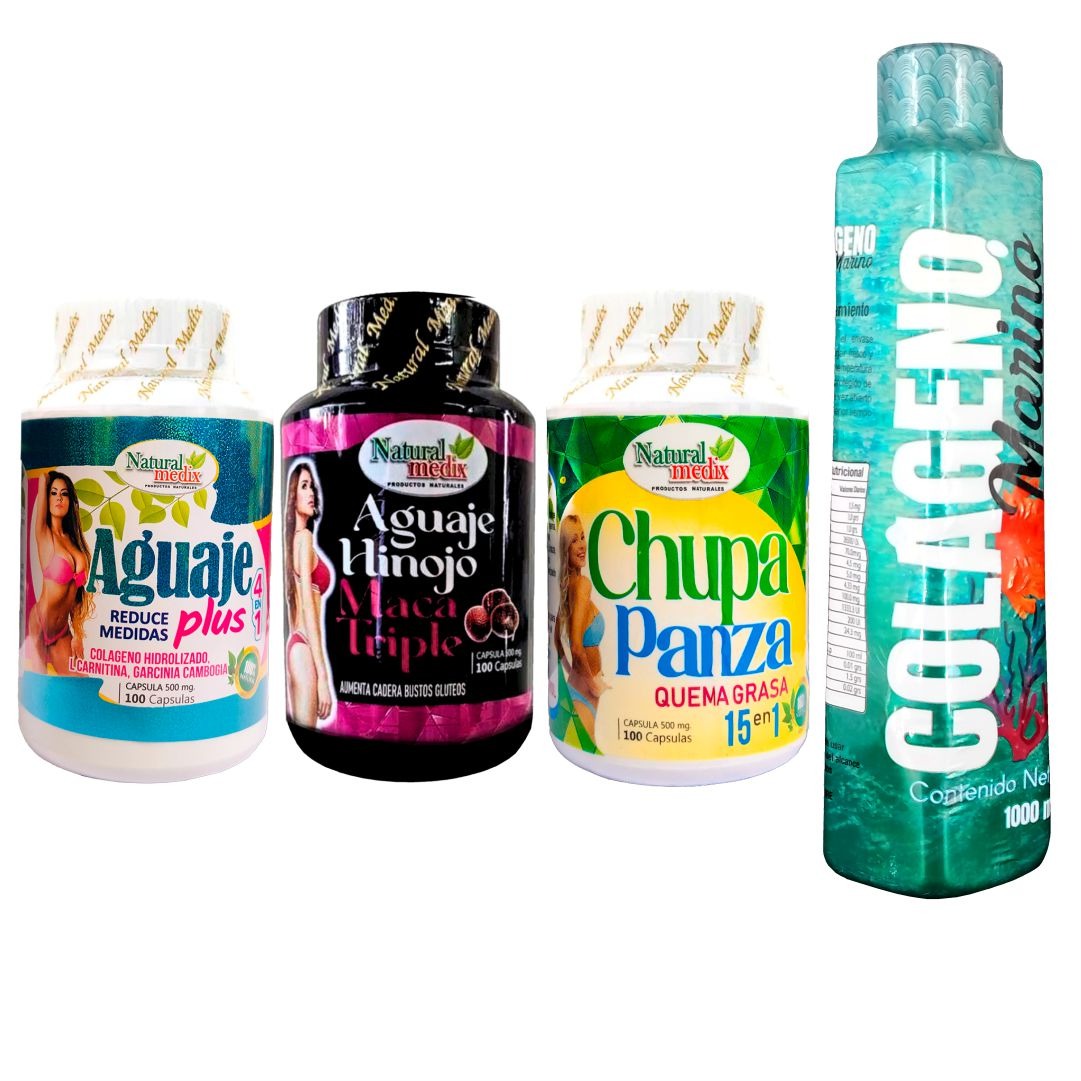 Aguaje Plus + Aguaje Hinojo + Chupa Panza + Colágeno Marino - Imperio7